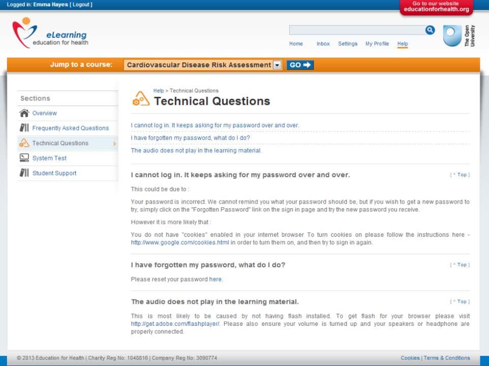 If you are experiencing technical problems whilst using the VLE, the Technical