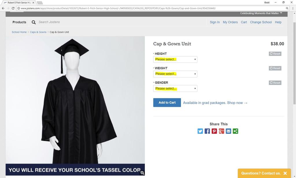 Scroll down to CAPS & GOWNS and click BROWSE ALL
