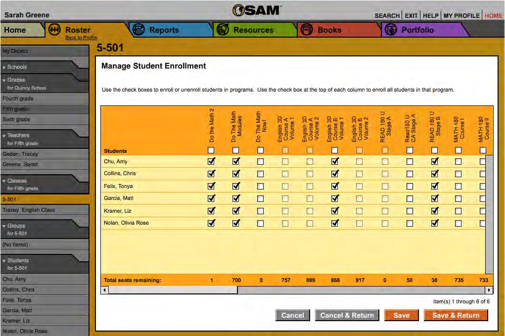 To enroll students in Reading Counts! from the class s Profile screen: 1. Click the Manage Student Enrollment link under Manage Roster in the upper right corner of the class s Profile screen. 2.
