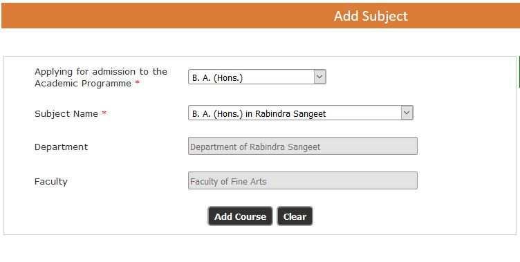 Then click on Added Subject will show like this Now, user can fill-up the application form clicking on They even can