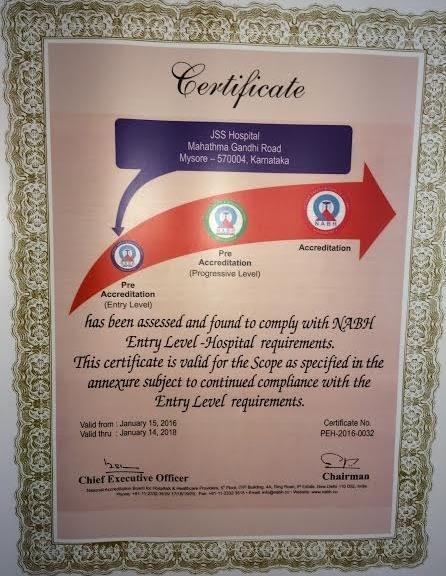 Entry level NABH accreditation has been obtained We are