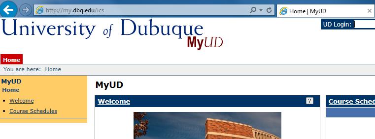 UNIVERSITY of DUBUQUE Registrar s Office ONLINE GRADE ENTRY Accessing MyUD: To access the MyUD login screen, type my.dbq.edu in your web browser navigation bar.