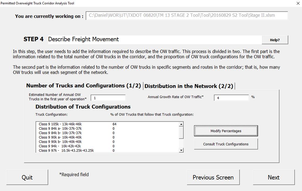 Figure 19. Step 4 interface Number of Trucks and Configurations Panel The Step 4 interface has two different panels: 1. Number of trucks and configurations 2.