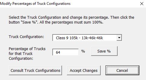 Field or Button Button Next Proceeds to Step 4. Description CONDITION: The percentages of the Distribution of Truck Configurations must equal 100%.