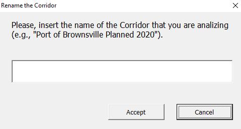 Figure 42. Rename the Corridor window NOTE: The user cannot overwrite any of the existing projects stored in the library.