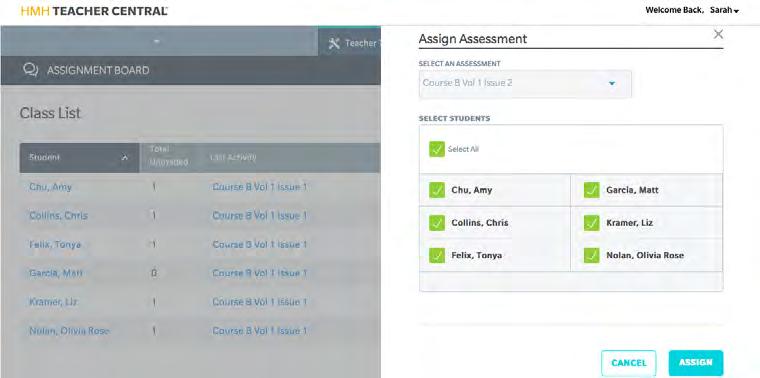 To access the Assignment Board, click Assignment Board from the Teacher Tools pull-down menu.