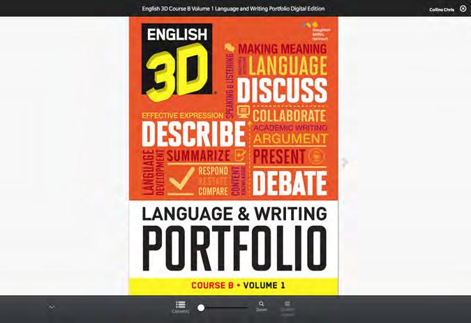 The English 3D Issue Book and Portfolio Book Digital Edition The ereader When students click Go from HMH Student Central, they open their digital Issue book.