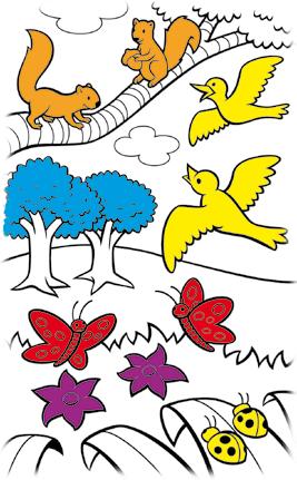 Exercise Color the butterflies red, Color the trees blue, Color the birds yellow, And the ladybugs, too. Exercise Sing the song: Out in the sun! Write the questions and answers.