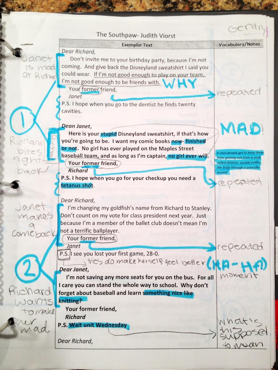 Student annotation in 6 th grade