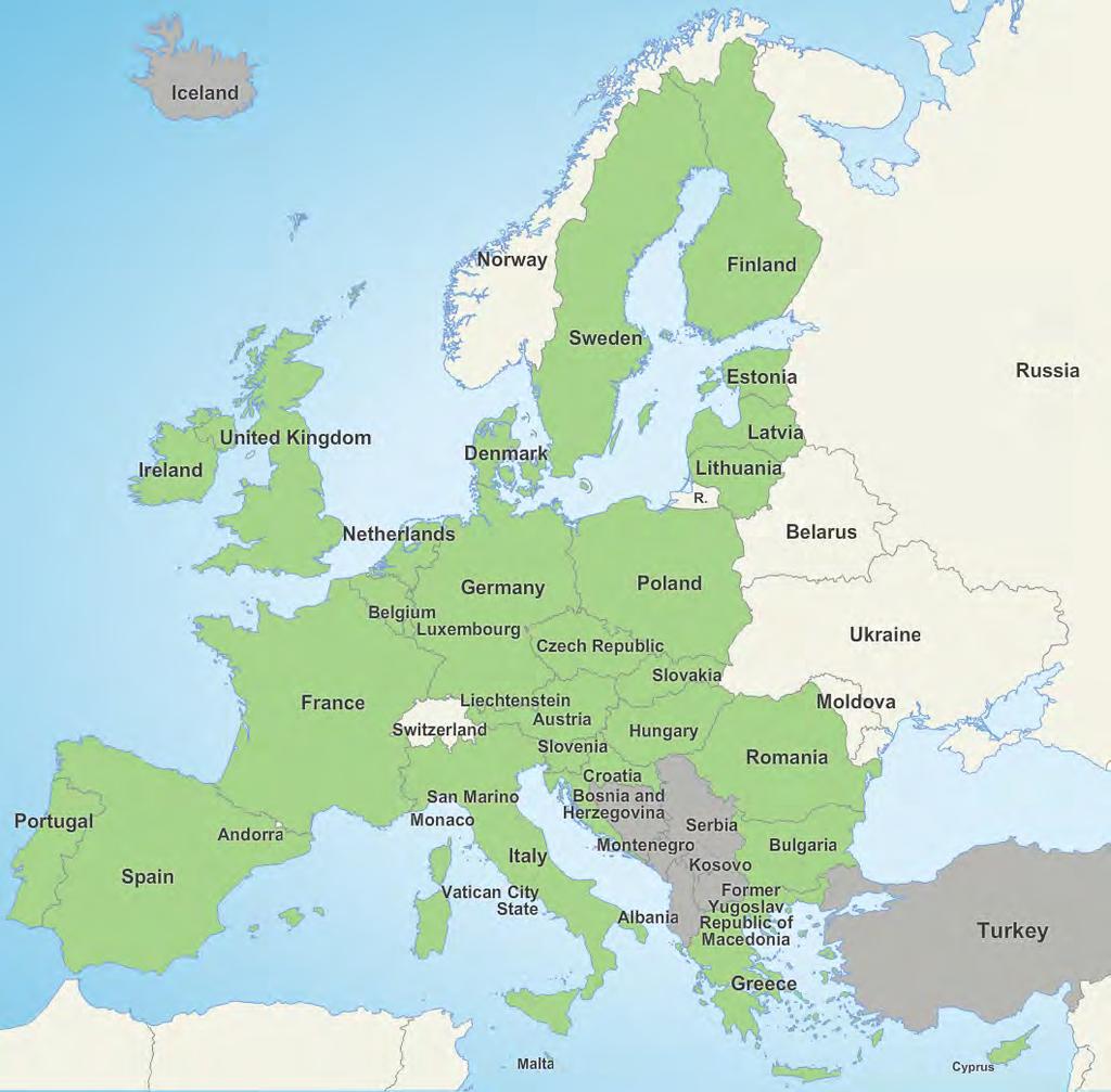 The European Union (EU) 28 Member States 5 candidate countries