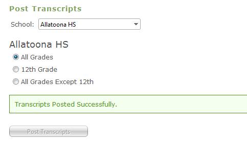 Posting High School Transcripts After processing school-wide report cards for Semester 1 and Semester 2, the final semester grades need to be posted to transcripts.