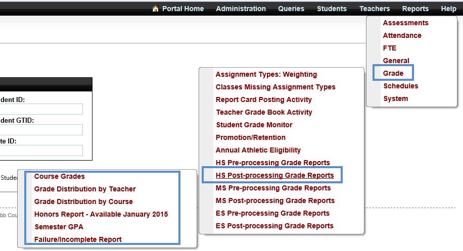 High School 2. High School Post-Processing Grade Reports a.