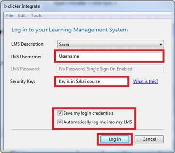 Log in to your Learning Management System for Sakai, but the log in box will open behind your active