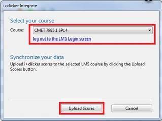 Now, select the course from the drop-down list > click Upload Score : Once the scores have