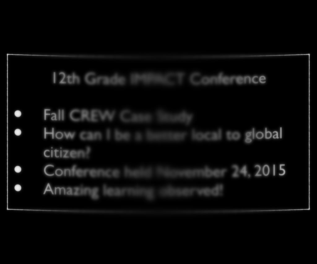 12th Grade IMPACT Conference Fall CREW Case Study How can I be a better local