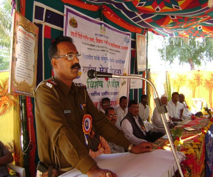 Mr. Devidas Pawar, PSI, Loni Police Station, speaking on need of laws awareness Organization of Amrutwani Programme: Social, political, cultural and health related various expert lectures were