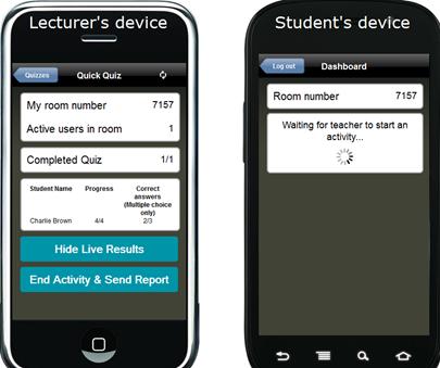 Students will all answer the same question at the same time, and your device will aggregate the student responses in real time. You have the option to hide and unhide the live results.