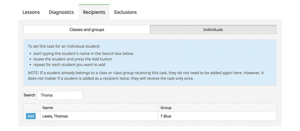 Note: Ensure that the classes and groups tab is selected. 9.