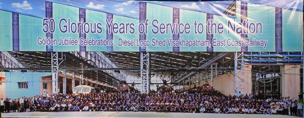 GOLDEN JUBILEE CELEBRATIONS OF DIESEL LOCO SHED VISAKHAPATNAM By Kaushalendra K. Khadanga ADME/D/VSKP Diesel loco shed Visakhapatnam was established in the year 1965, with just 13 WDM1 locos.