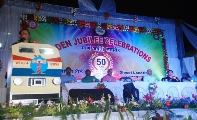 The Chief Guest Shri Hemant Kumar addressing the gathering The highlight of the function was that, all the retired officers of the Diesel Loco Shed who had come to witness the celebrations jointly