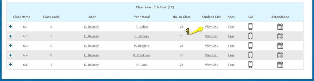 Now that the Leaving Cert exam has been set up, click on the Classes Tab and scroll down to last year s 6 th year classes.
