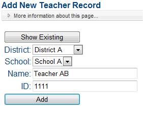 5. Click the Add link. The new Teacher Type is added to the list. Note: If you see a red System Message on the menu bar after defining a Teacher Type, click on it and read the message there.