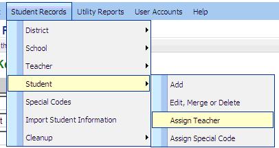 1. Click on Utilities and hover over the Student Records menu, then