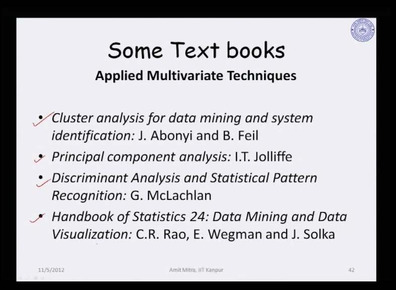 (Refer Slide Time: 01:00) It is a nice book actually for applied multivariate techniques.