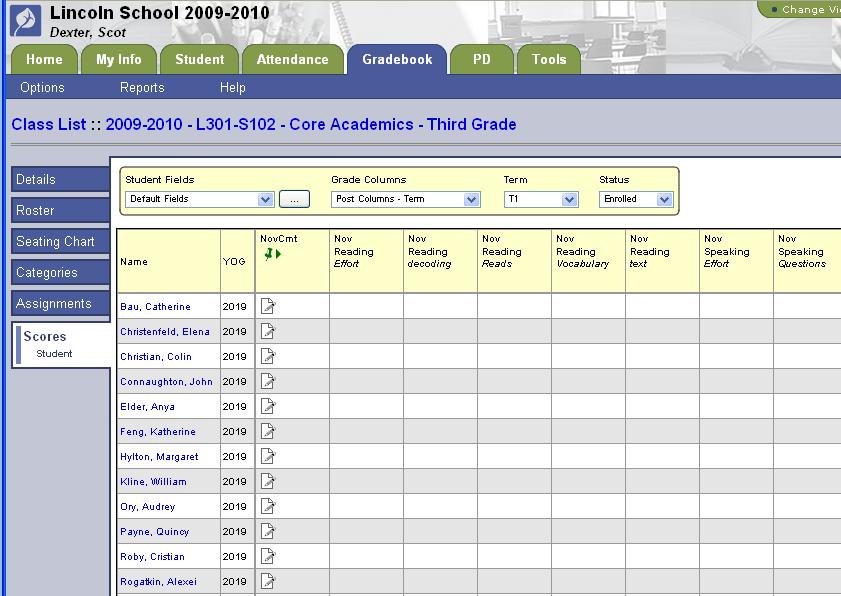 Entering Grades for Withdrawn Students Click on the Status drop down menu to show students who