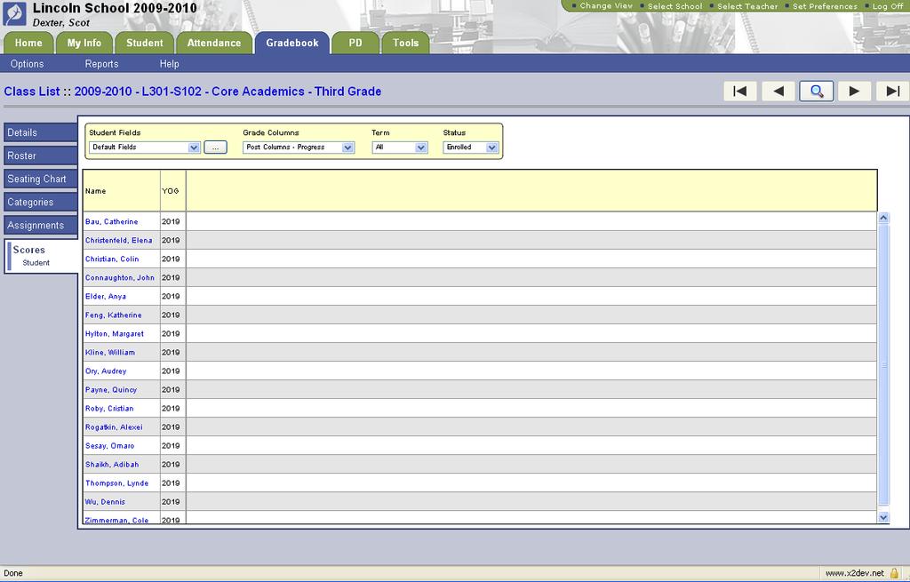 Your screen should look like this: If your screen does not look like this, do the following: Click on the Grade Columns drop down menu and select Post Columns Term.