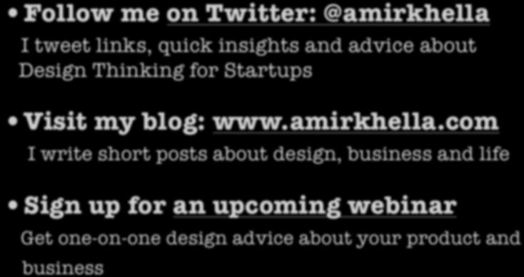 Thinking for Startups Visit my blog: www.amirkhella.