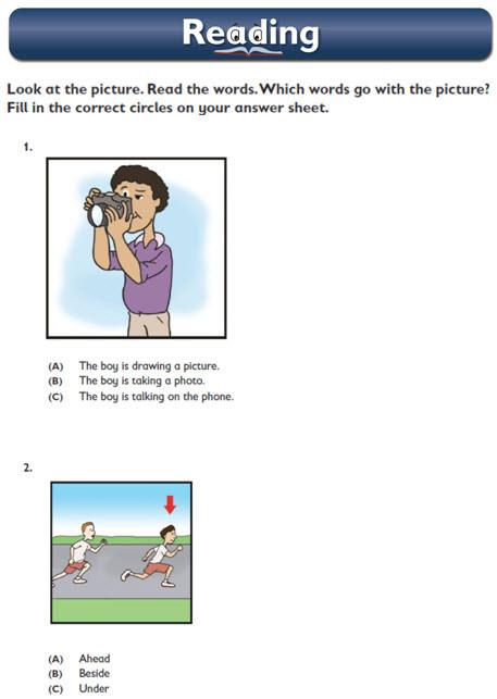 INFORMATION FOR TEACHERS EXAMPLE QUESTIONS The example TOEFL Primary test questions are located on pages 9 17 of the Parent and Student Handbook.