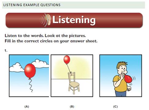 INFORMATION FOR TEACHERS LISTEN AND MATCH TO A PICTURE Students will see three pictures and listen to a sentence. They need to find the picture that matches the sentence that they heard.