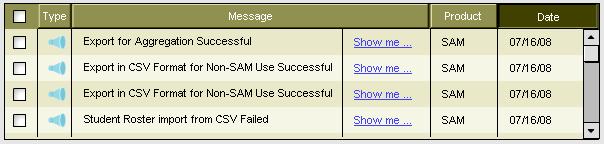 A notification in the Message Center on the SAM Home Screen alerts users that the export is complete.