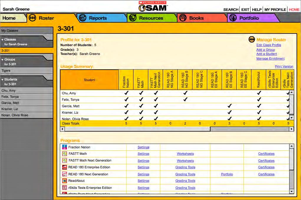 Working With Individual Classes Each class has a Profile Screen that makes it easy to view, edit, and add information specific to that class.