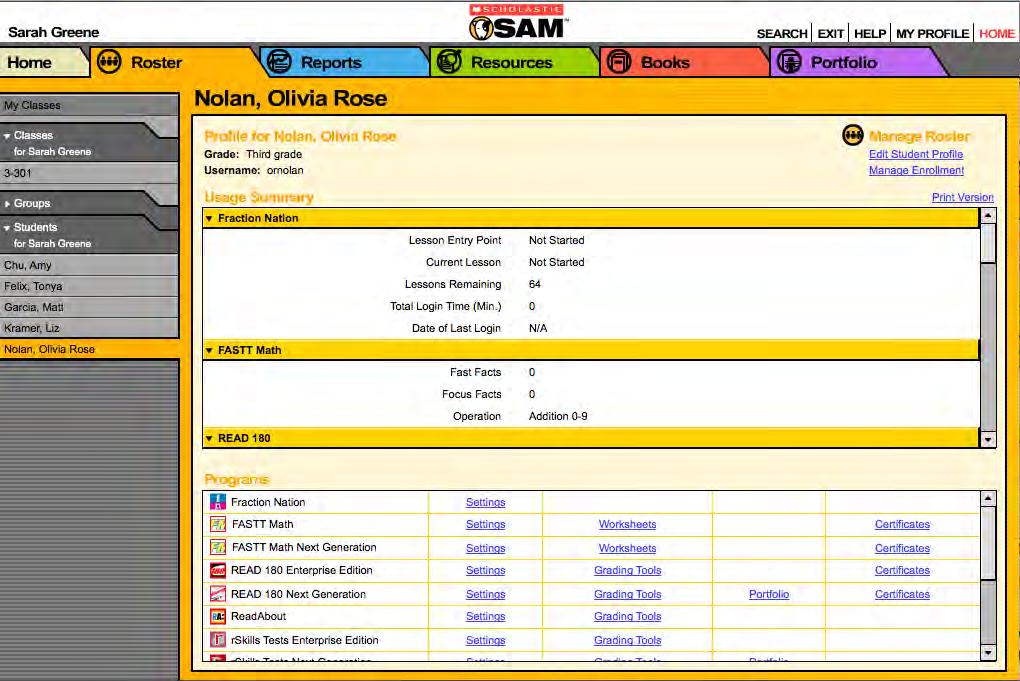 Working With Individual Students Using the SmartBar to Work With Students Teachers may get information and adjust program settings for individual students in SAM.