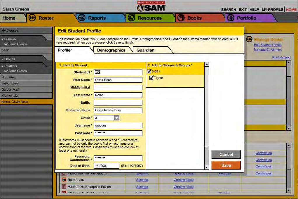 Viewing a Student s Program Usage The Usage Summary section on the student s Profile Screen provides detailed status and performance data for each of the programs in which a student is enrolled.