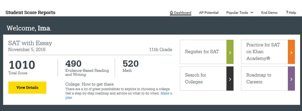 Student Reports Student results are available through their online College Board account as well as a paper report available from their school. 1.