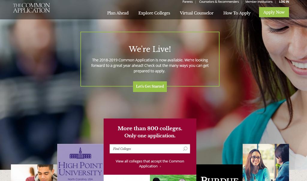 The Common Application Many colleges use the Common Application as an application for admission.
