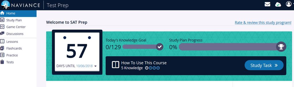Naviance SAT Test Prep Students have access to Naviance