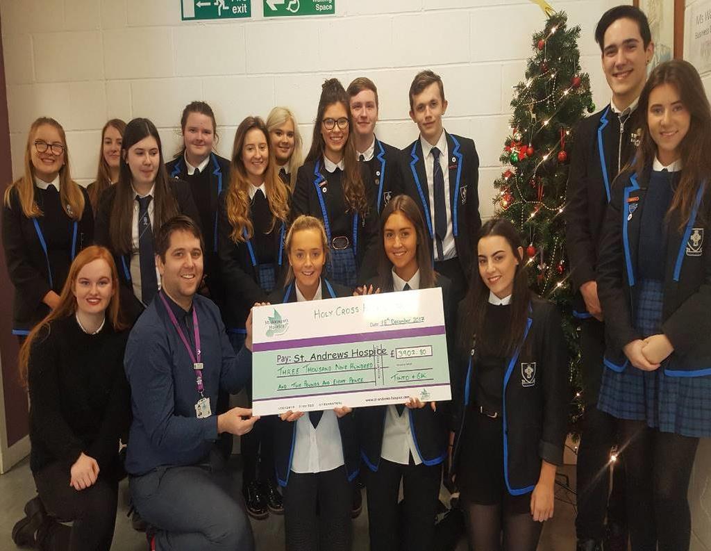 ST ANDREW S HOSPICE Some of our young people - including some of our St Andrew s Hospice Ambassadors presented a cheque for 3902.80 to one of the staff.