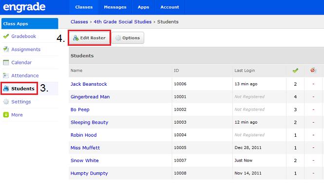 5. To add a student, click the student s name within the School Roster on the left.