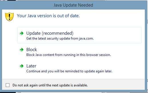 (10) You may get a Java Update Needed pop-up at some point if you re running and old version.