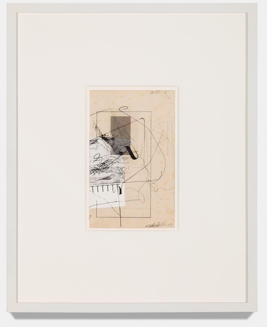 Albert Oehlen Untitled 2009 ink, pencil, etching and mixed media collage on found artwork 10-1/2 x 6-3/4 26.7 x 17.