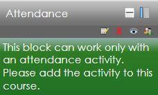 For a shortcut to attendance information for both teachers and students, it is recommended that you install the associated Attendance block (see the installation instructions above).