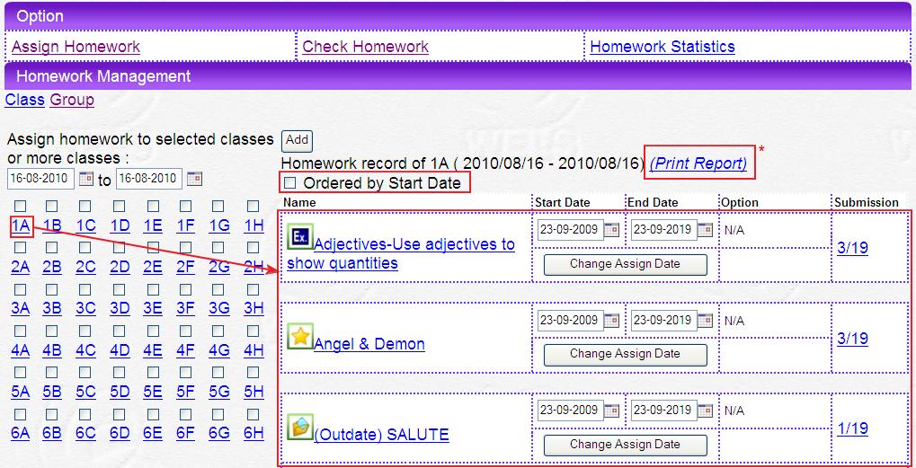 Extra tip: You can have a quick review on the assigned homework in Assign Homework.