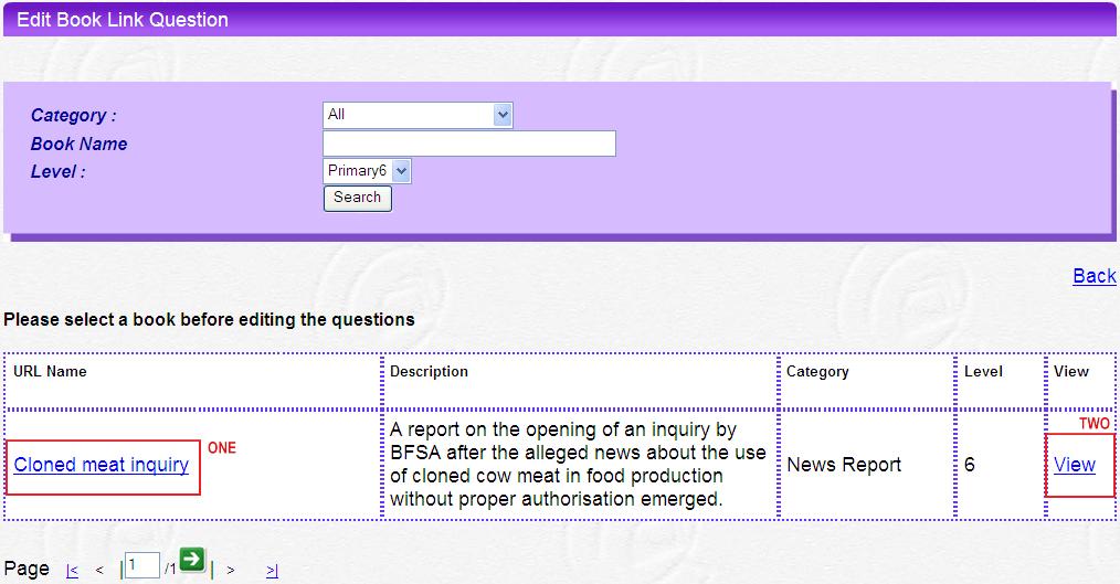 Choose Book Link Questions in Content Management to add more questions. You are then directed to Book Link Exercise Management. Click 1. Step 4.