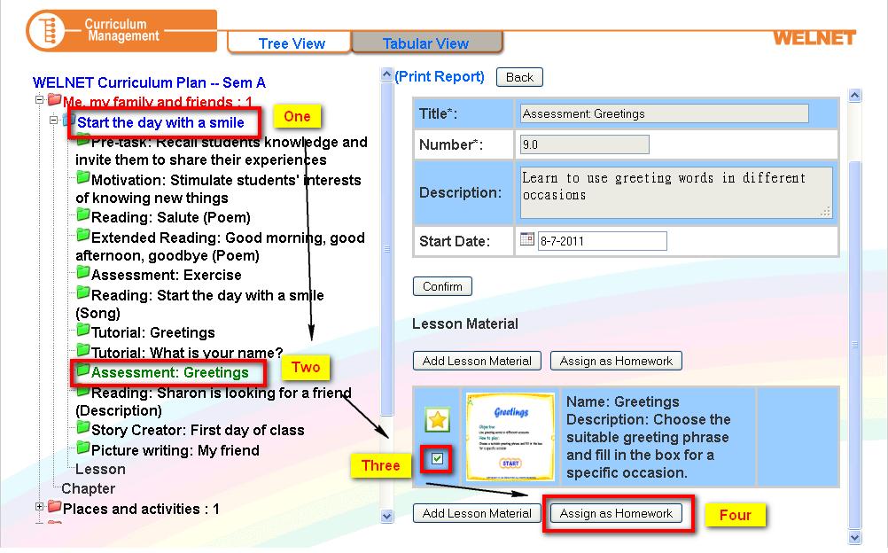 Step 3. Click on the plus button to expand the tree and choose a branch where there are assignments available.