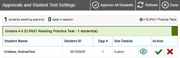 You will have students sign in to the Practice Test Administration site through the secure browser, using their first name, SSID, and the session ID from step 7b.