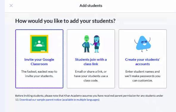 Step 4: Adding Students Select the method for adding students to your class.